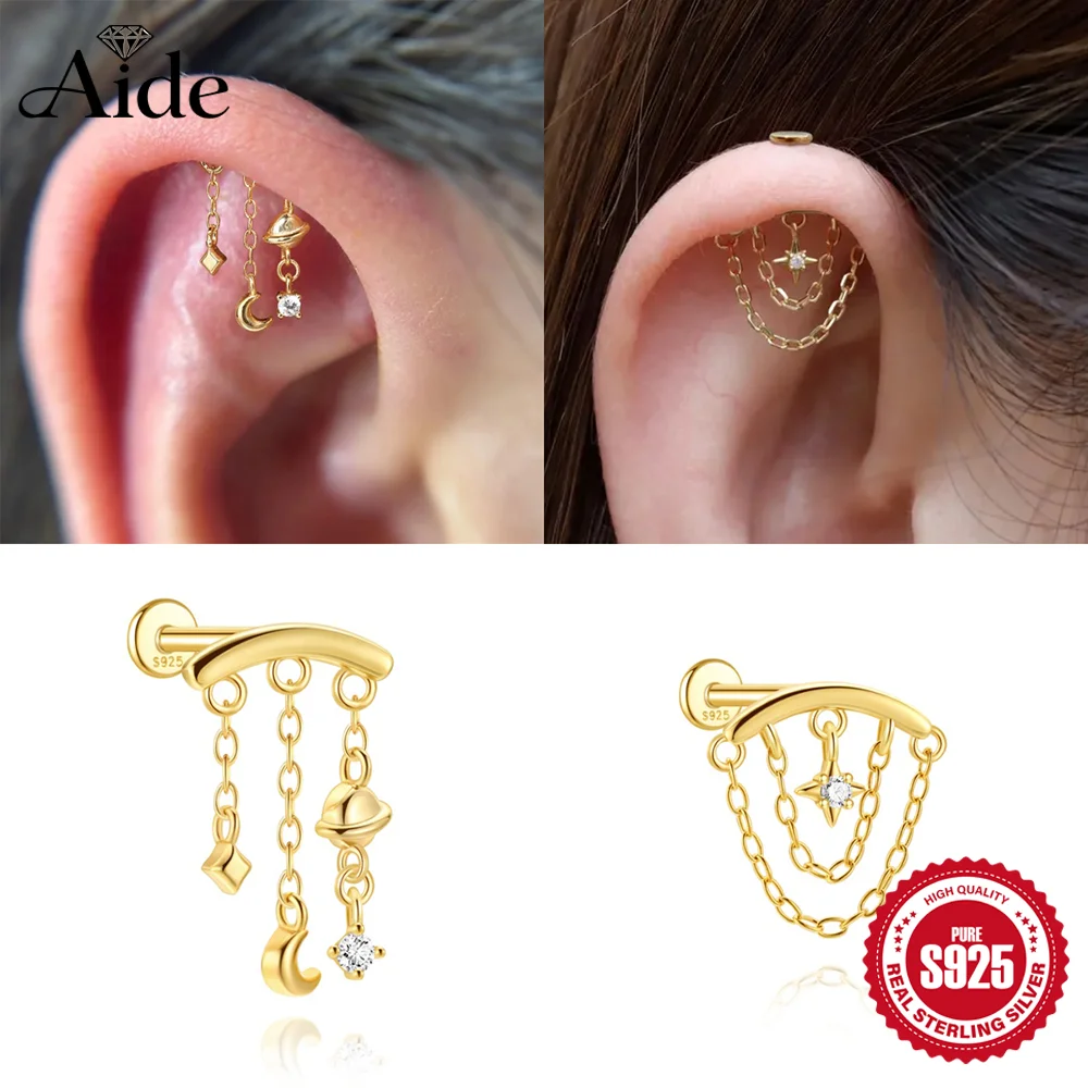 

Серьги-подвески AIDE из стерлингового серебра 925 пробы с звездами и лунами, с кисточками, для женщин, изящные, в различных стилях, изысканные украшения, подарок на День святого Валентина