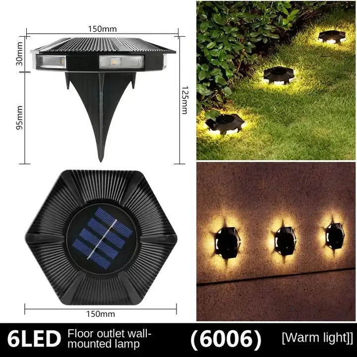 2025 Pop Factory 6 LED Solar Ground Step Light Outdoor Waterproof Garden Lawn Floor Light Lane Light Spot