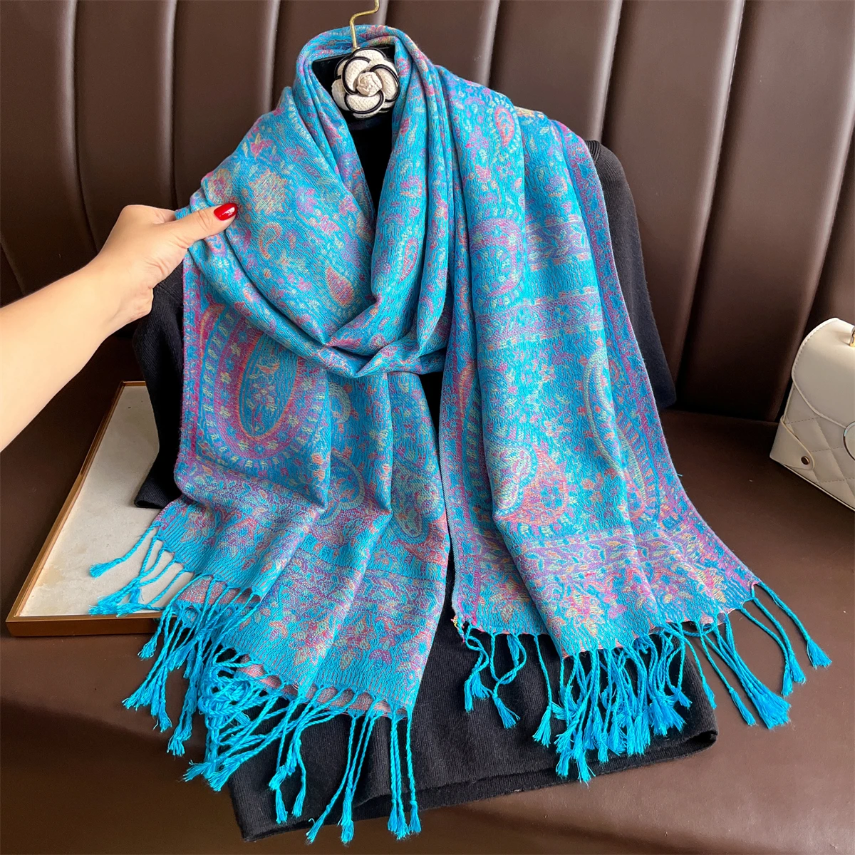 Luxus Winter Schal Frauen Kaschmir Warme Pashmina Marke Foulard Weibliche Schals Wraps Dicke Weiche Bufanda Poncho Schals Stola 2025 – Detail 15