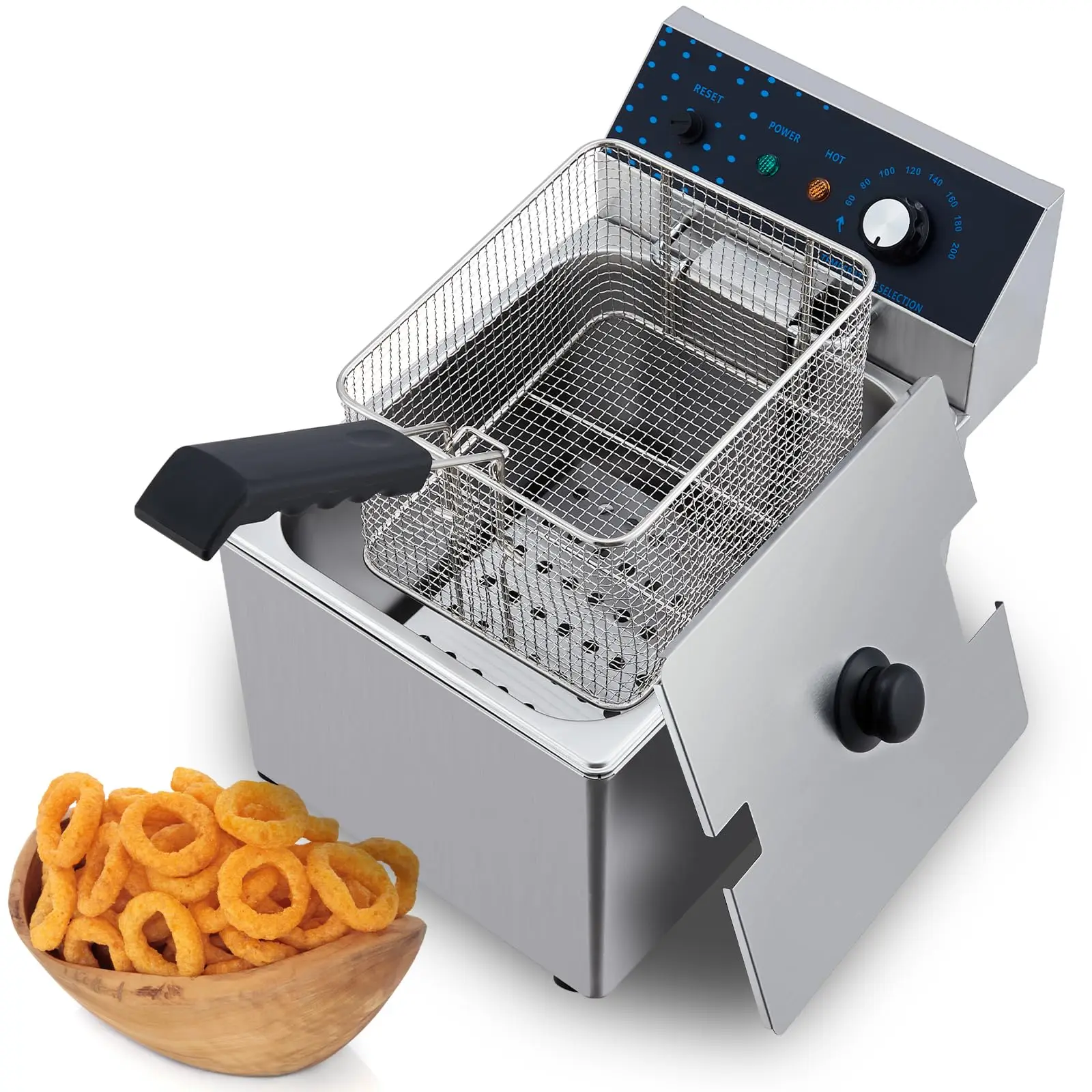 

Stainless Steel Electric Deep Fryer with Basket and Lid, 8L(8.5QT) Capacity Countertop Fryers with Adjustable Temperature