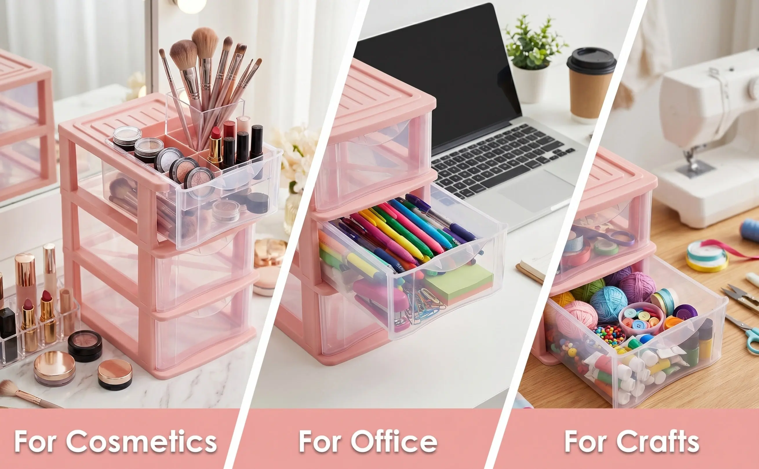 1Pcs Tabletop Container Drawer Style Transparent Makeup Storage Case Desktop Organizer Box 9x6 Inch Wear Resistant PP