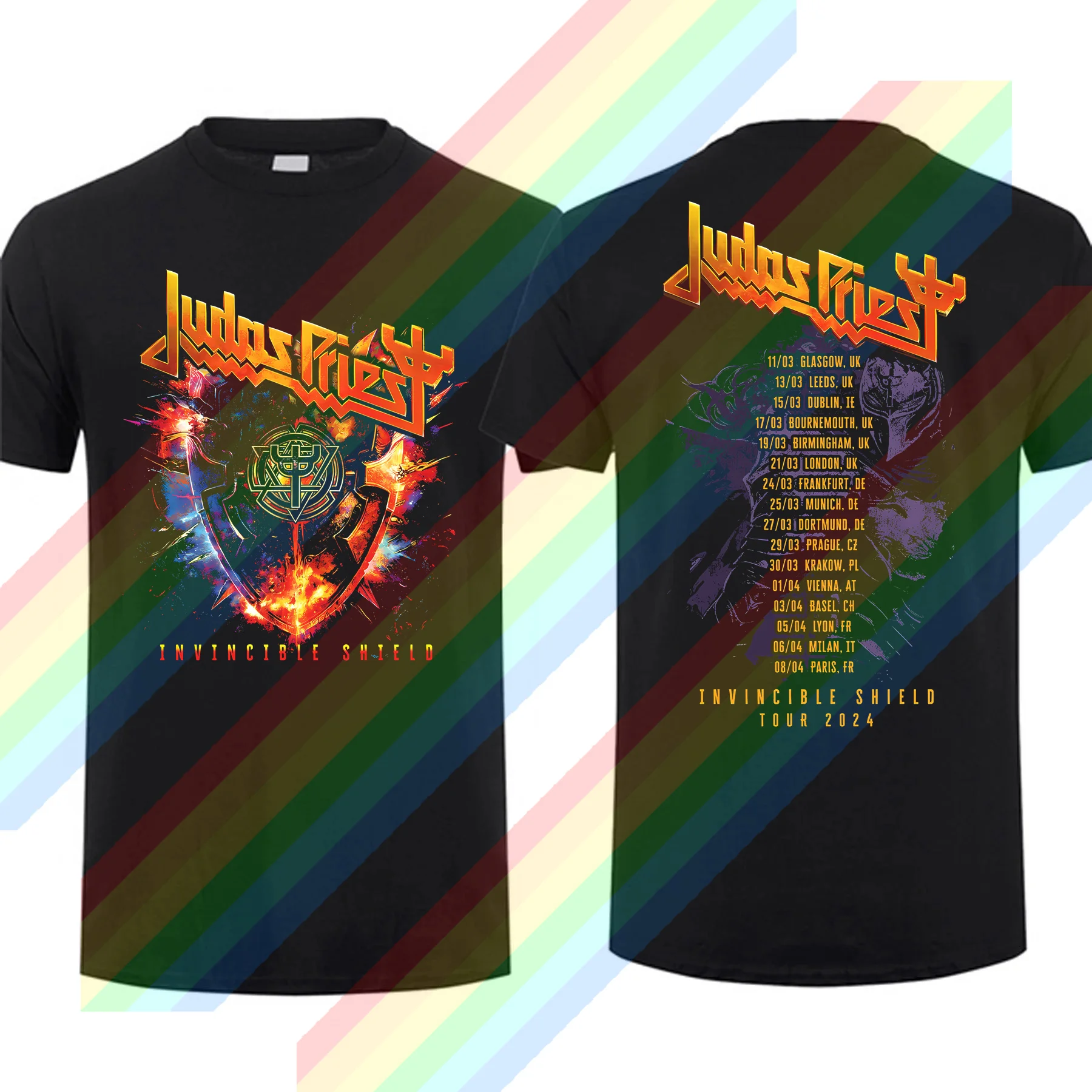 Camiseta de verano para hombre, camisa de Judas, Priest, el escudo invencible, alado, Tour 2024, manga corta, S-3XL de algodón 2024, novedad de 100%