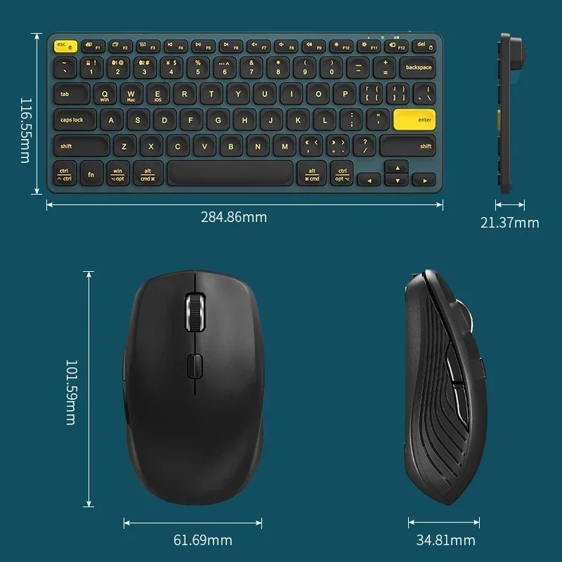 Imagem -06 - Combo sem Fio de Teclado e Mouse Bluetooth Teclado Gaming Silencioso Macbook Pro Laptop Tablet Ipad pc Computador Gamer 2.4g