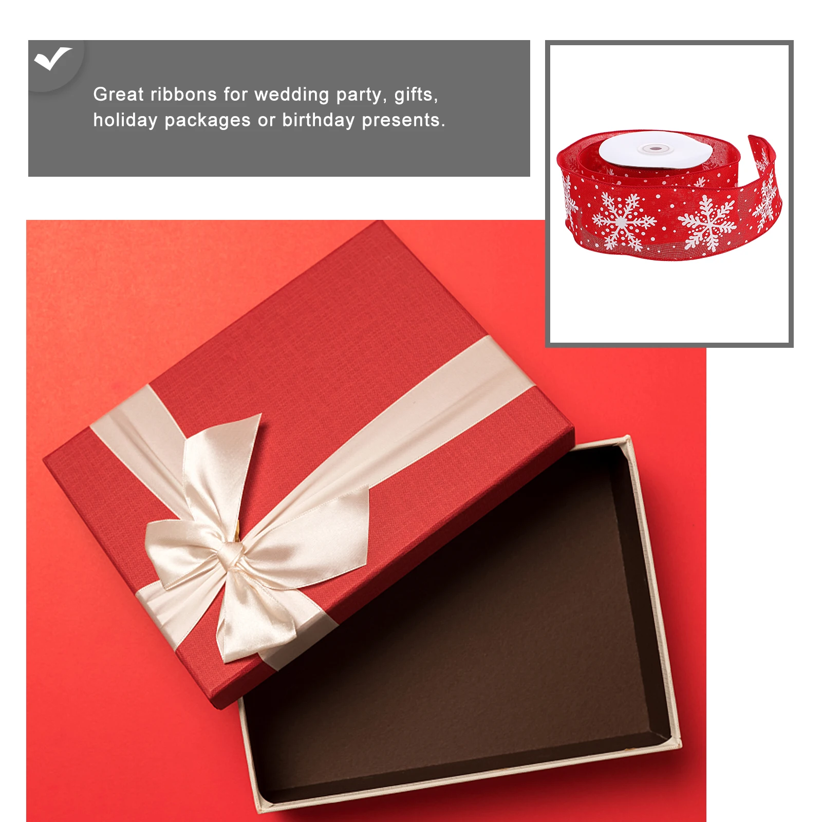 

Christmas Decorations Snowflake Ribbon Ribbons Wrapping Wedding Packaging White for Crafts