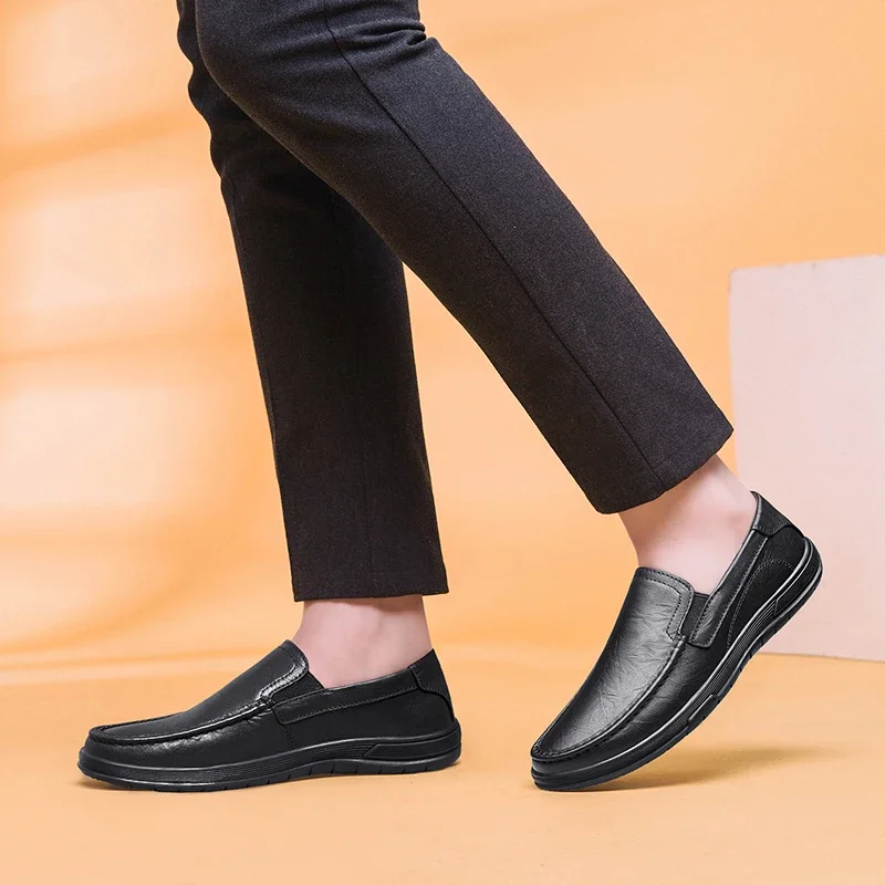 Genuine Leather Men Shoes Summer Luxury Brand 2021 Casual Slip on Formal Loafers Men Moccasins Italian Black Male Driving Shoes