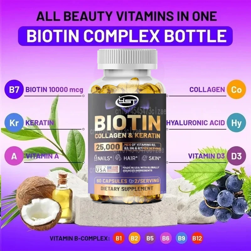 Biotin || Collagen || Keratin Supplement - Hair Growth Support, Skin & Nails, Antioxidant, Increase Skin Elasticity