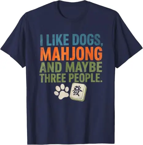 Ich mag Hunde, Mahjong und vielleicht drei Leute – Vintage Mah-Jong T-Shirt im Y2K-Stil mit Hundespiel-Mahjong-Grafik und Spruch – Geschenk – Detail 13