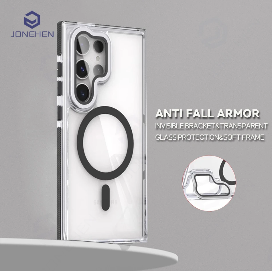 

Magnetic Camera Lens Glass Holder Transparent For Magsafe Shockproof Case For Samsung Galaxy S25 Plus S24 S23 Ultra Armor Cover