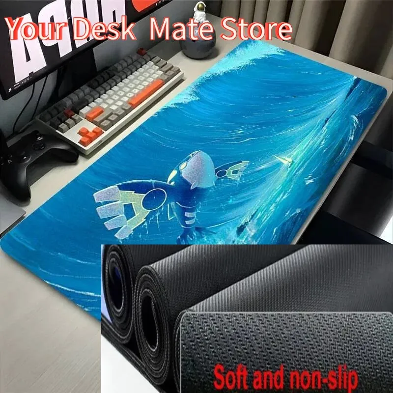 

Большой коврик для мыши Waves для ноутбука, японский аниме, игровая клавиатура, коврик для ПК P-pokemon Kyogre, коврик для мыши XXL Kawaii, удлиненный настольный игровой коврик