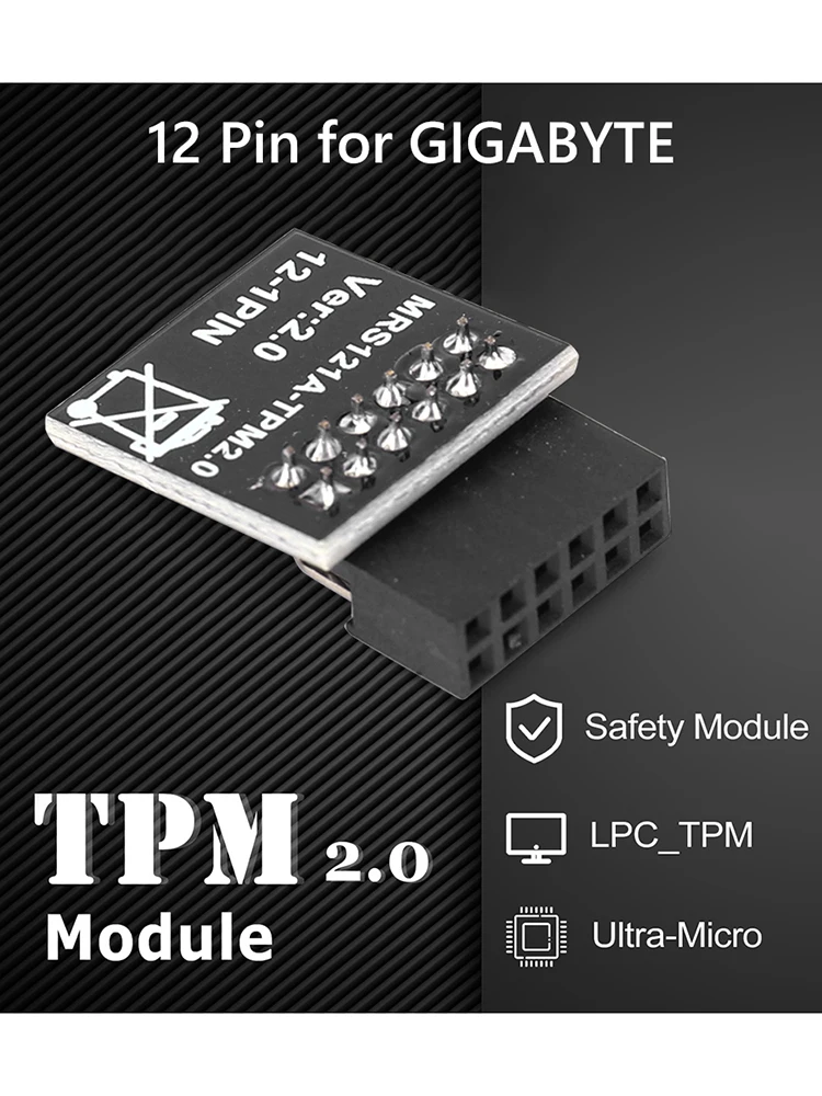 Trusted Platform Module LPC-12PIN Motherboard Card TPM 2.0 Remote Encryption Security Module for Gigabyte Motherboard Win11