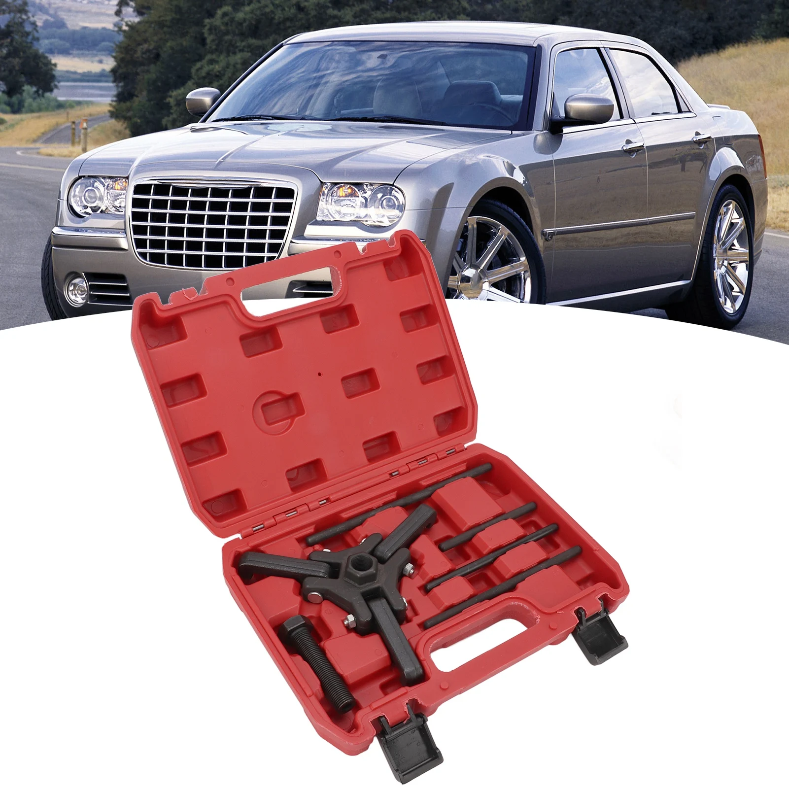 

6pcs Harmonic Damper Pulley Puller Kit Carbon Steel Black Oxide Finish Balancer Repairing Tools