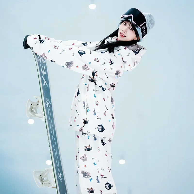

2025Hooded Ski Suit Woman Cold Proof Waterproof Breathable Fashion Winter Thermal Outdoor Snowboard Sports Wear Resistant Pants