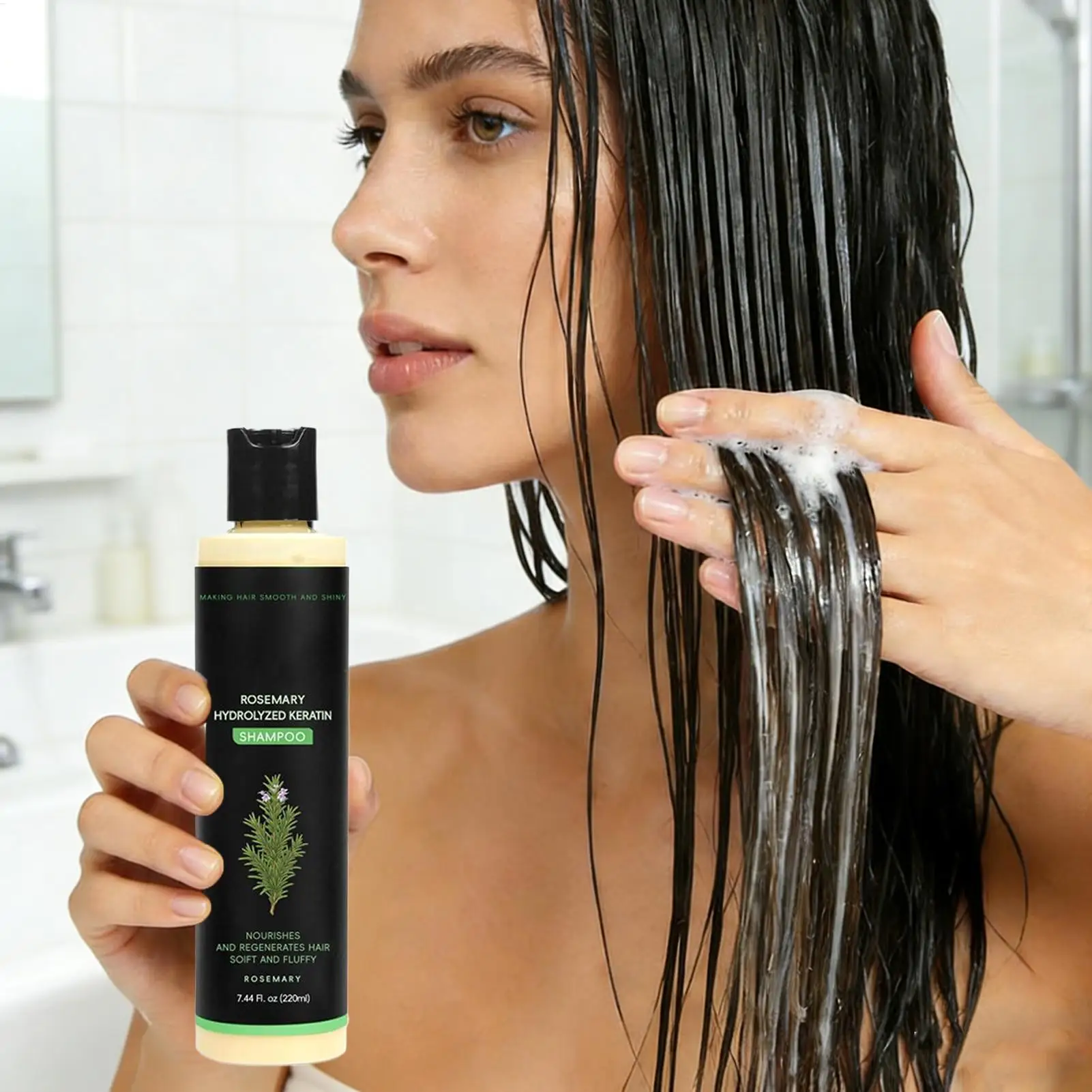 

Шампунь с розмарином для успокоения кожи головы, против перхоти, освежающий, восстанавливающий, для пушковых волос и секущихся кончиков, с растительными маслами, для контроля жирности и питания волос