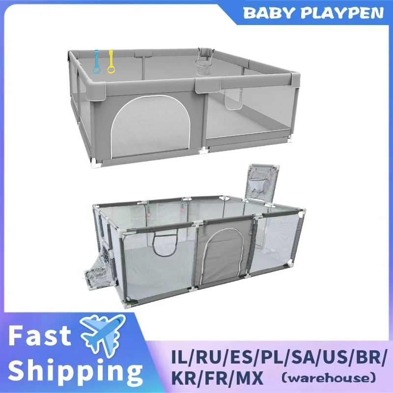 Baby Playpens Indoor Baby Corralitos for Baby Playground with Pull Rings Kids Safety Barrier Fence Balls Pits Playpen Games Park