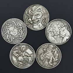 US 1938 Wanderer Hobo Replica Commemorative Coins,Snake Woman, Lion King, Rural Farmer, Evil Smile, 1Dollar Home Decor Gift