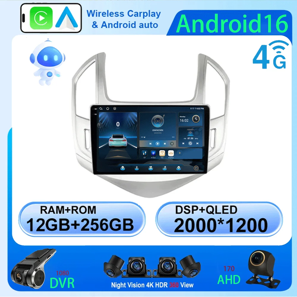 

LJZN Android 16 For Chevrolet Cruze J300 J308 2012-2015 Carplay Auto GPS Car Radio Navigation Multimedia Video Player Stereo BT
