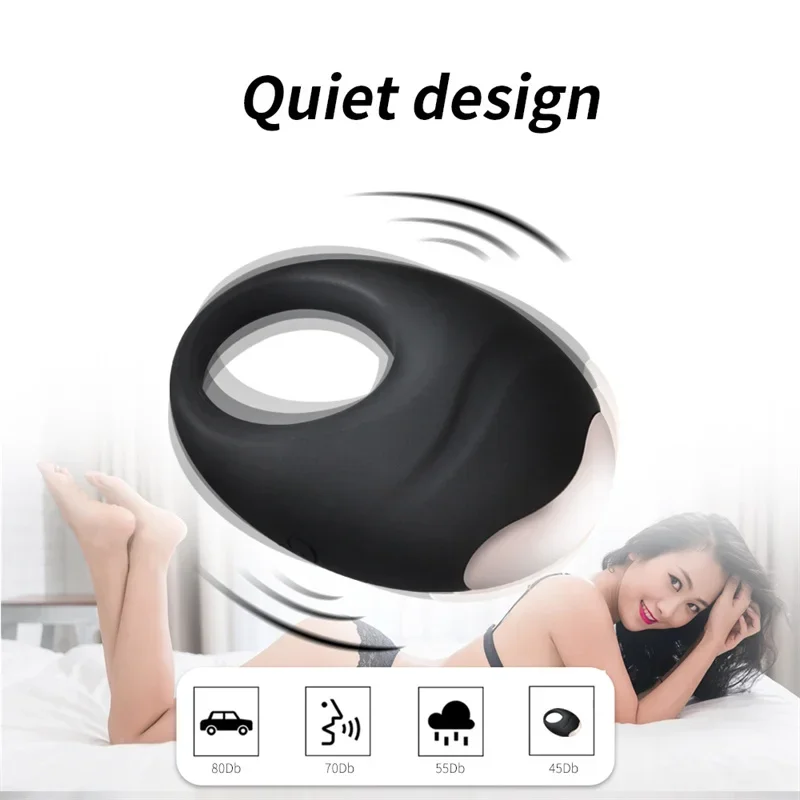 USB Charging Waterproof Vibrator Cock Ring Penis Ring Sex Toys For Men Delay Ejaculation Penis Vibrator Clitoris Stimulator