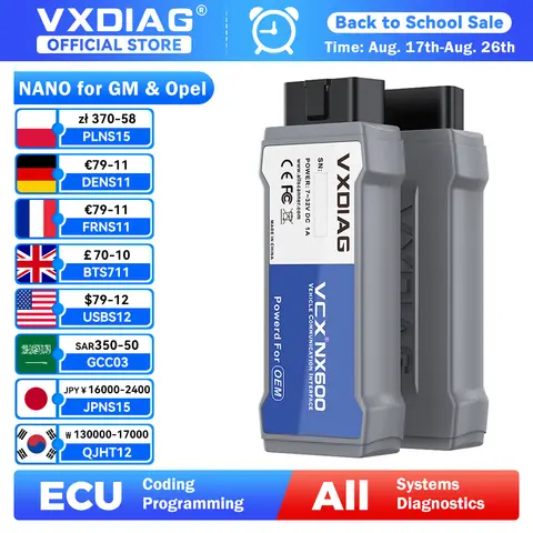 VXDIAG VCX NANO for GM Diagnostic Tool Car OBD2 Scanner J2534 Programming ECU Coding All System Diagnostic Active Test for Opel