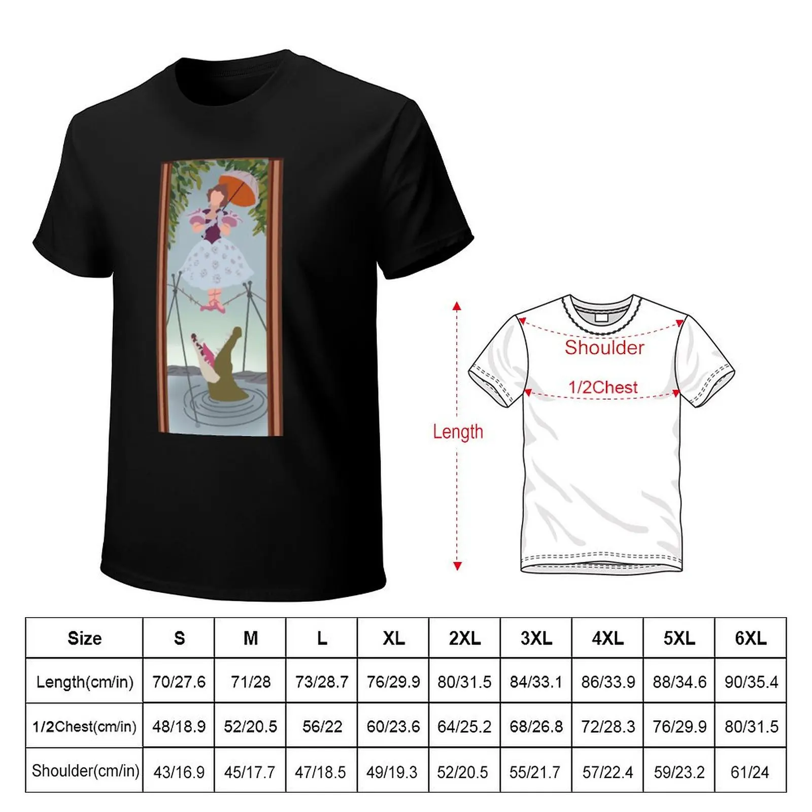 Minimalist Tight Rope Picture Haunted Mansion T-Shirt Basic Short Sleeve T-Shirt for Men