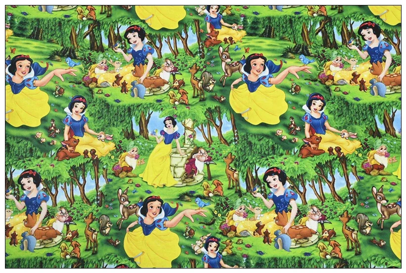 Dinsey Snow White Bambi Deer 100% Cotton Fabric Print for Tissue Sewing Quilting Needlework Material DIY Handmade