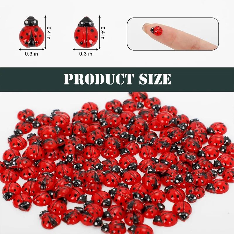50/100 Pcs Tiny Resin Ladybugs Miniatures for Fairy Garden Micro Landscaping Ornaments Home DIY Crafts Decoration Accessory
