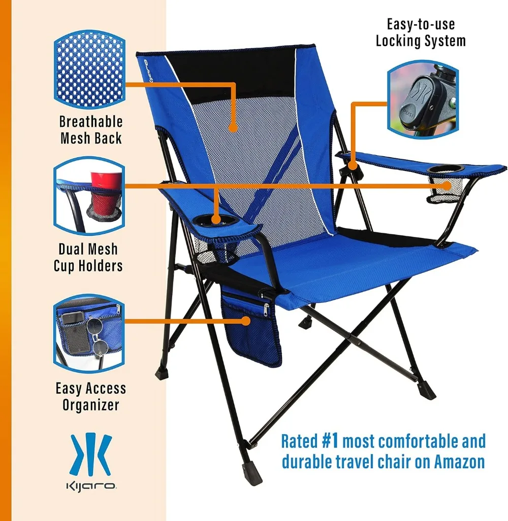 Klappbarer Campingstuhl mit Dual-Lock – vielseitig einsetzbar für Sport, Outdoor und Rasen – Schlösserpositionen – Blau