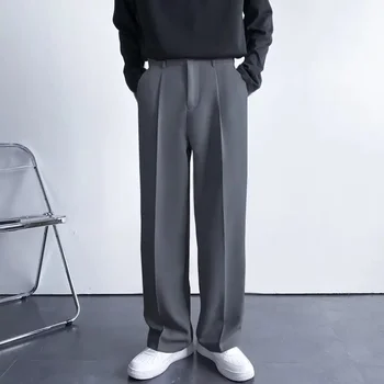 2025 New Men Straight Pants Fashion Korean Loose Suit Trousers Casual Draped Baggy White Wide Pant Male Streetwear 6 2025 New Men Straight Pants Fashion Korean Loose Suit Trousers Casual Draped Baggy White Wide Pant Male Streetwear 6