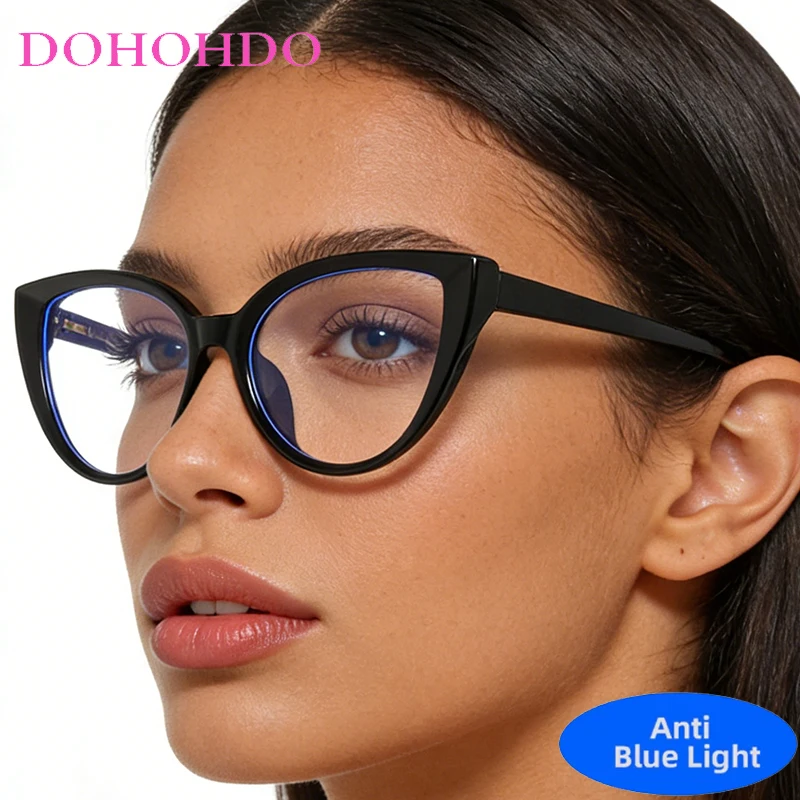 

TR90 Lightweight Trendy Luxury Brand Designer Retro Cat Eye Eyeglasses Computer Anti Blue Light Glasses Women For Office Work