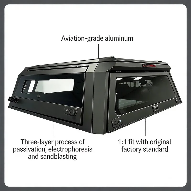 

4X4 Pickup Truck Canopy Customizable for CHEVY SILVERRADO 1500 Aluminum Alloy Topper Glass Windows Manual Waterproof Locking