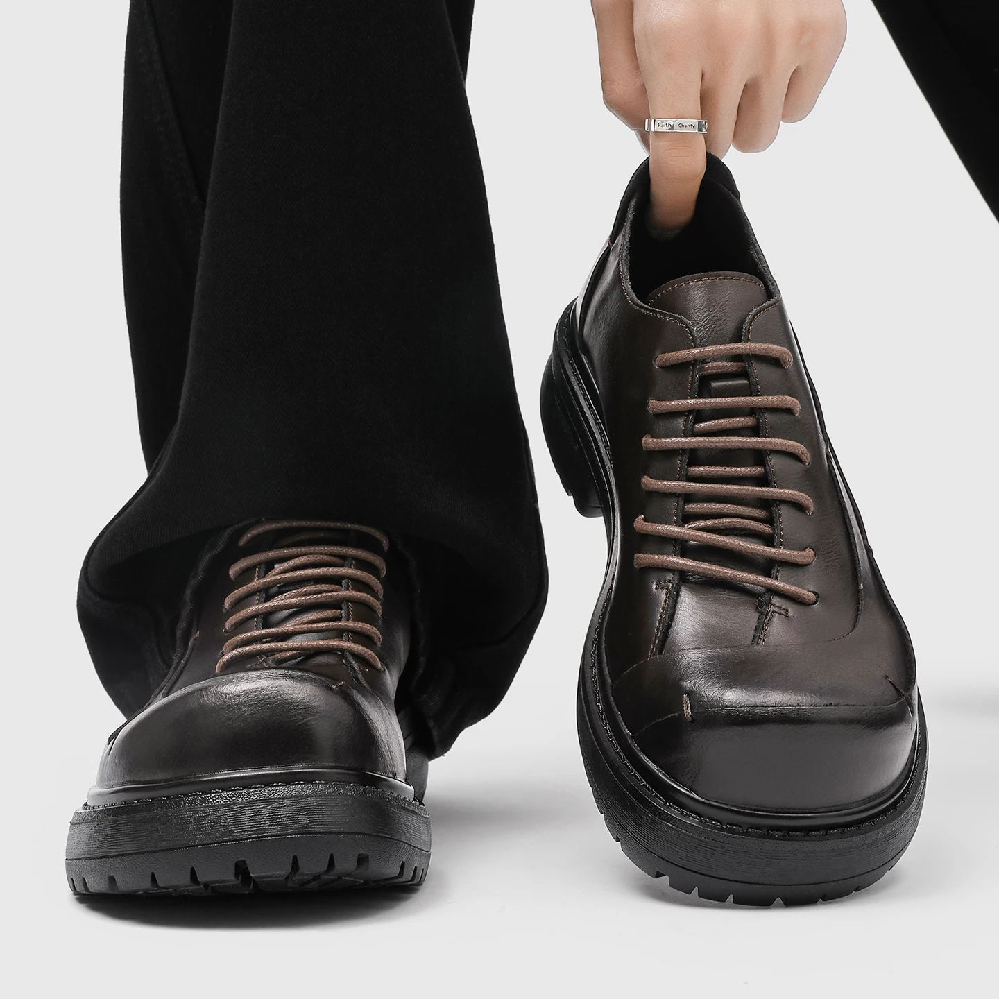 

New Autumn Style Thick-soled Height-increasing Casual Leather Shoes, Anti-slip and Durable, Versatile Men's Derby Shoes