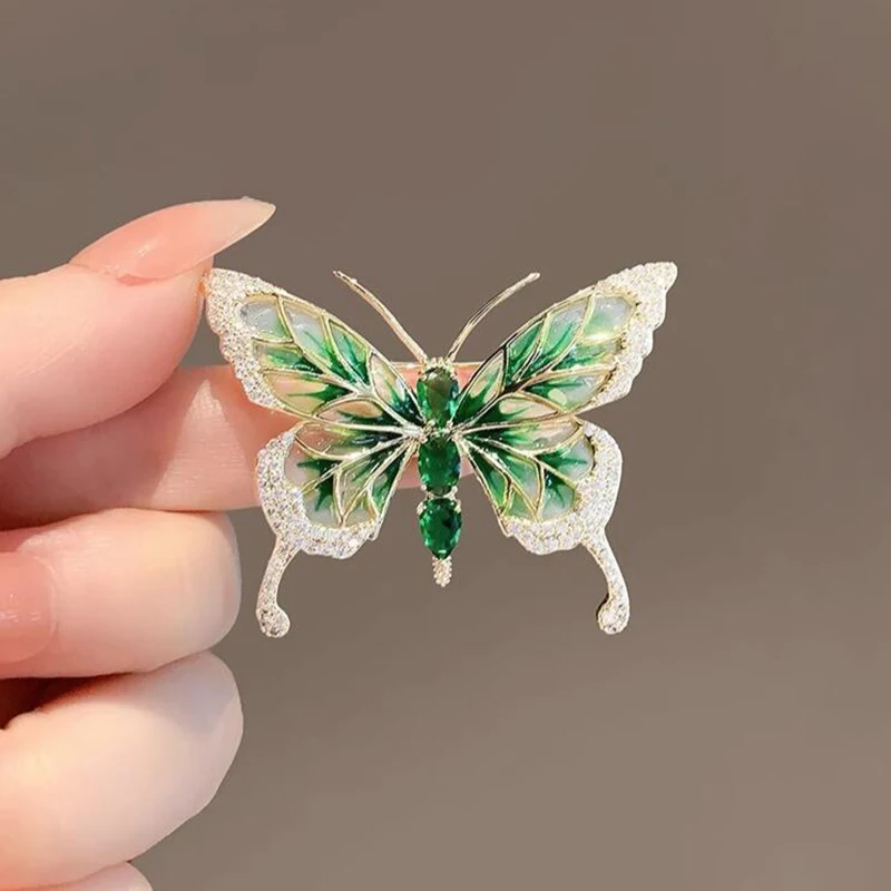 Retro Butterfly Brooch Light Luxury Brooch China-Chic Style Enamel Color High-grade Suit Anti Stray Accessories