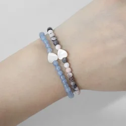 Heart White Shell Bracelet For Women Men 4MM Beads Natural Stone Bracelet Aquamarine Crystal Amethysts Rose Quartzs Fashion Gift