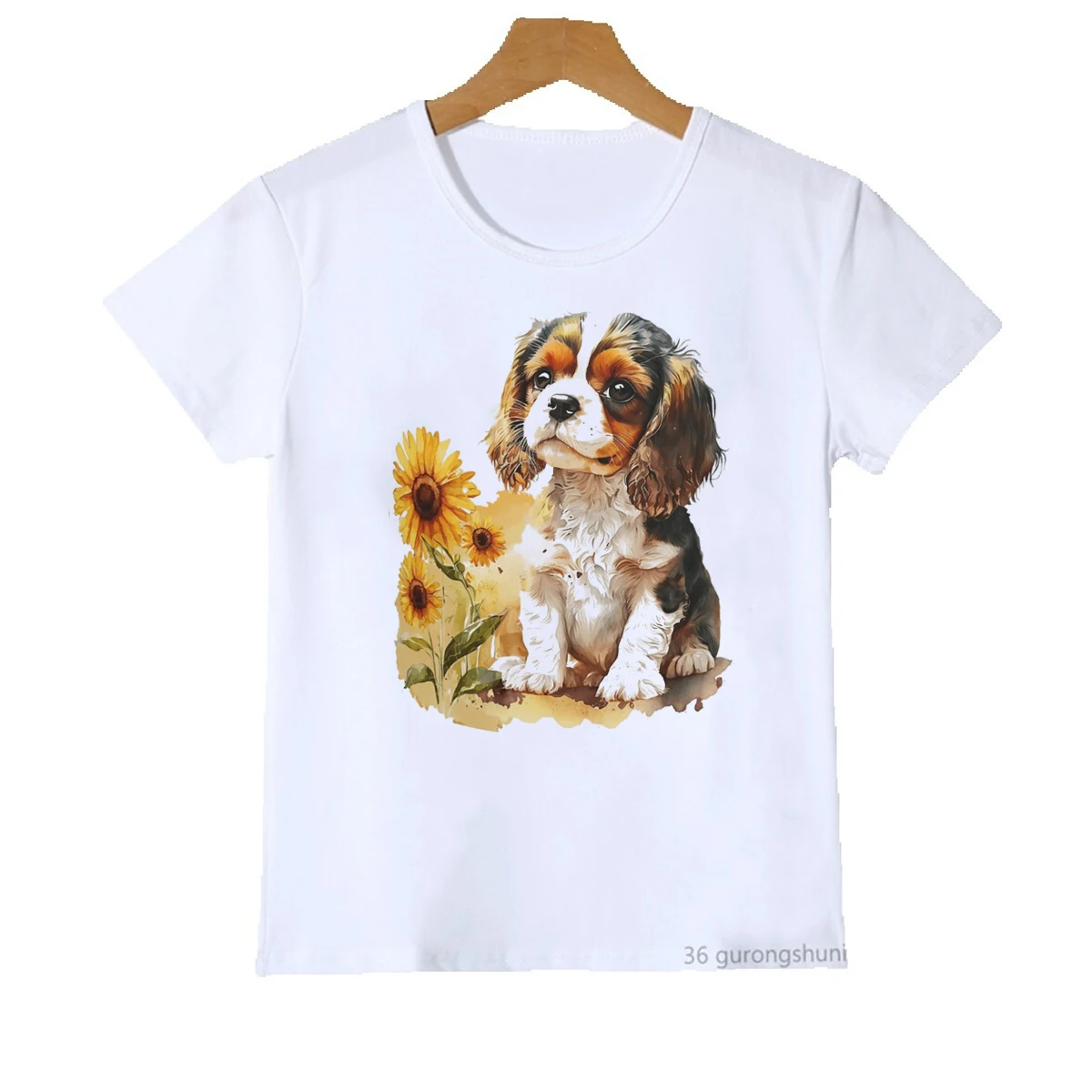 

T-Shirt For Boys/Girls German Shepherd Poodle, Sunflower Dog Animal Print Tshirt Kids Cute Boys /Girls Universal Clothing Tshirt