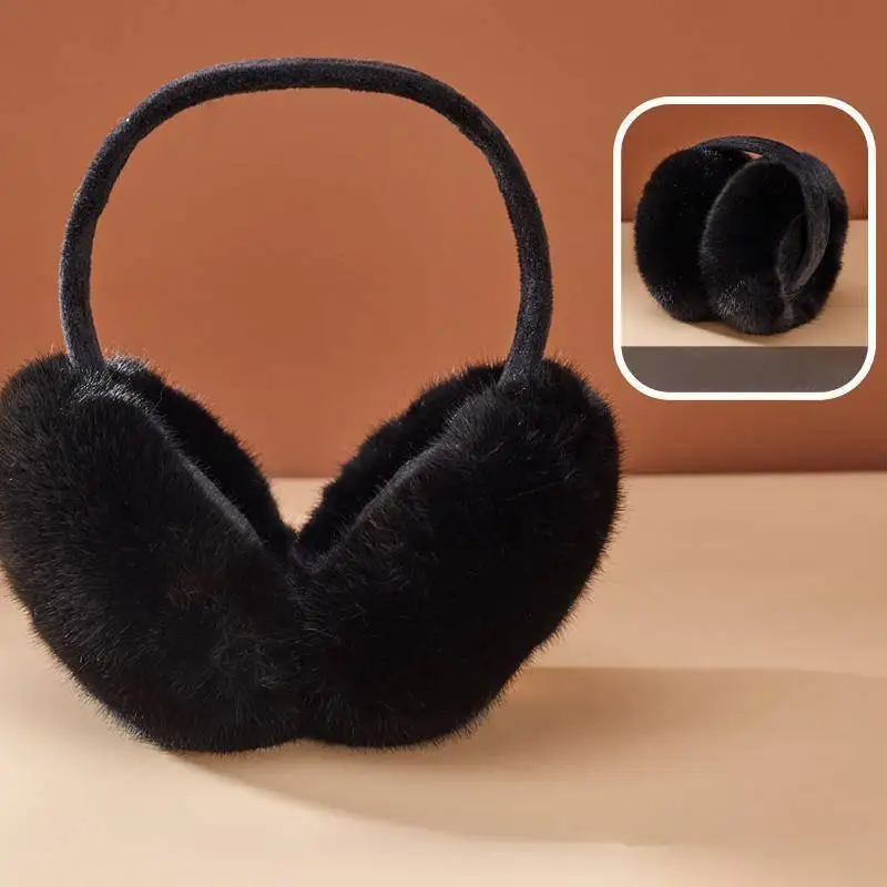 Winter Warm Foldable Earmuffs Solid Color Thick Earmuffs Anti Cold Plush Earmuffs for Men and Women