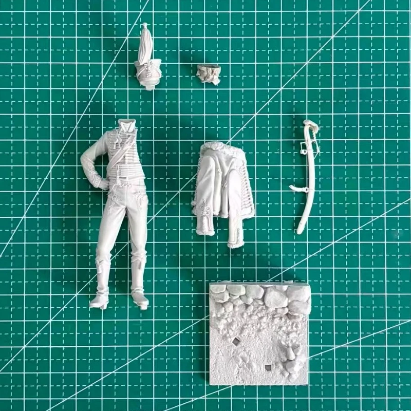 1/24 escala 75mm figura de resina fundida modelo kit antigo oficial deussar 1815 hobby brinquedos em miniatura desmontado sem pintura diorama