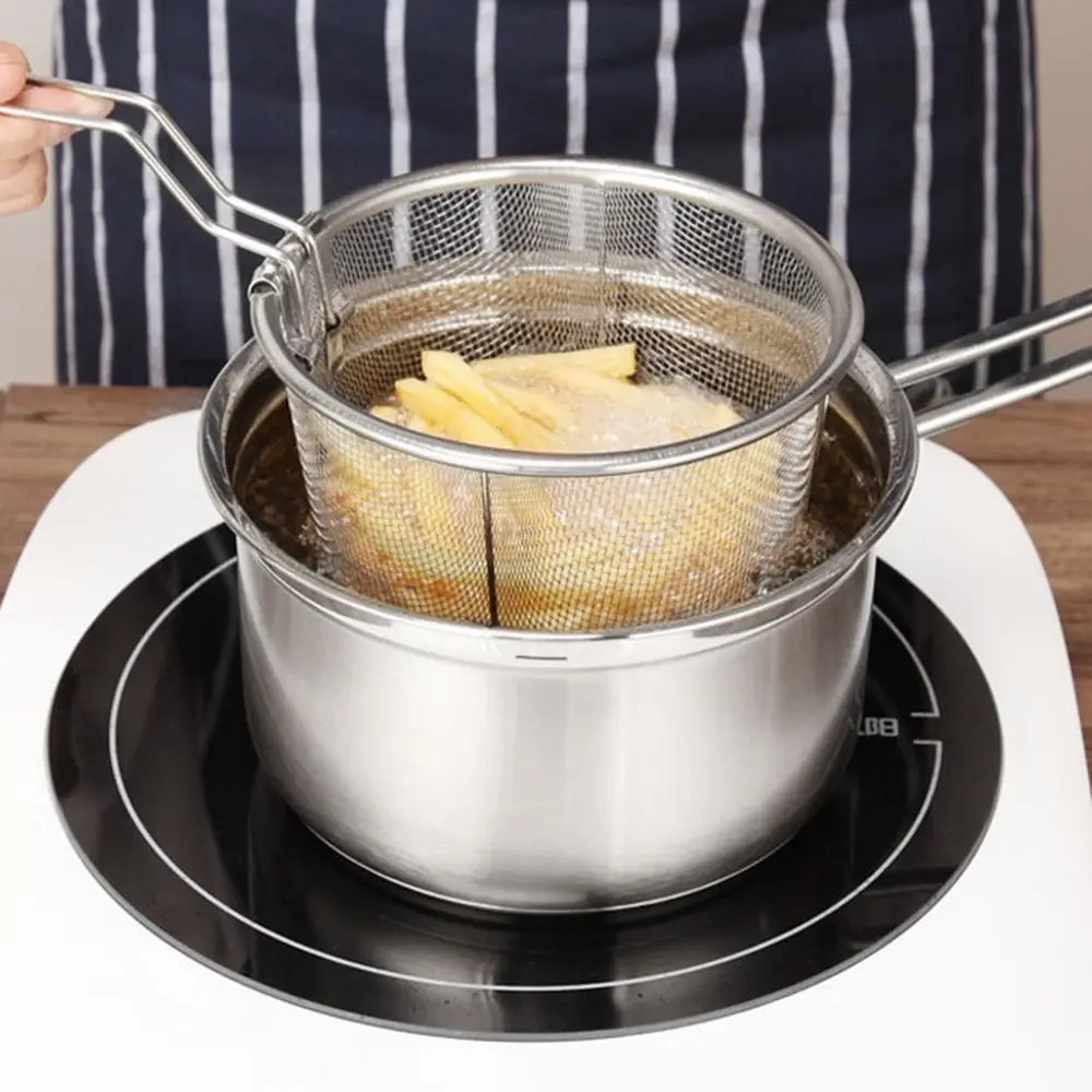 

Home French Fries with Handle Mesh Net Stainless Steel Foldable Food Colander Frying Basket Filter Cooking Tools