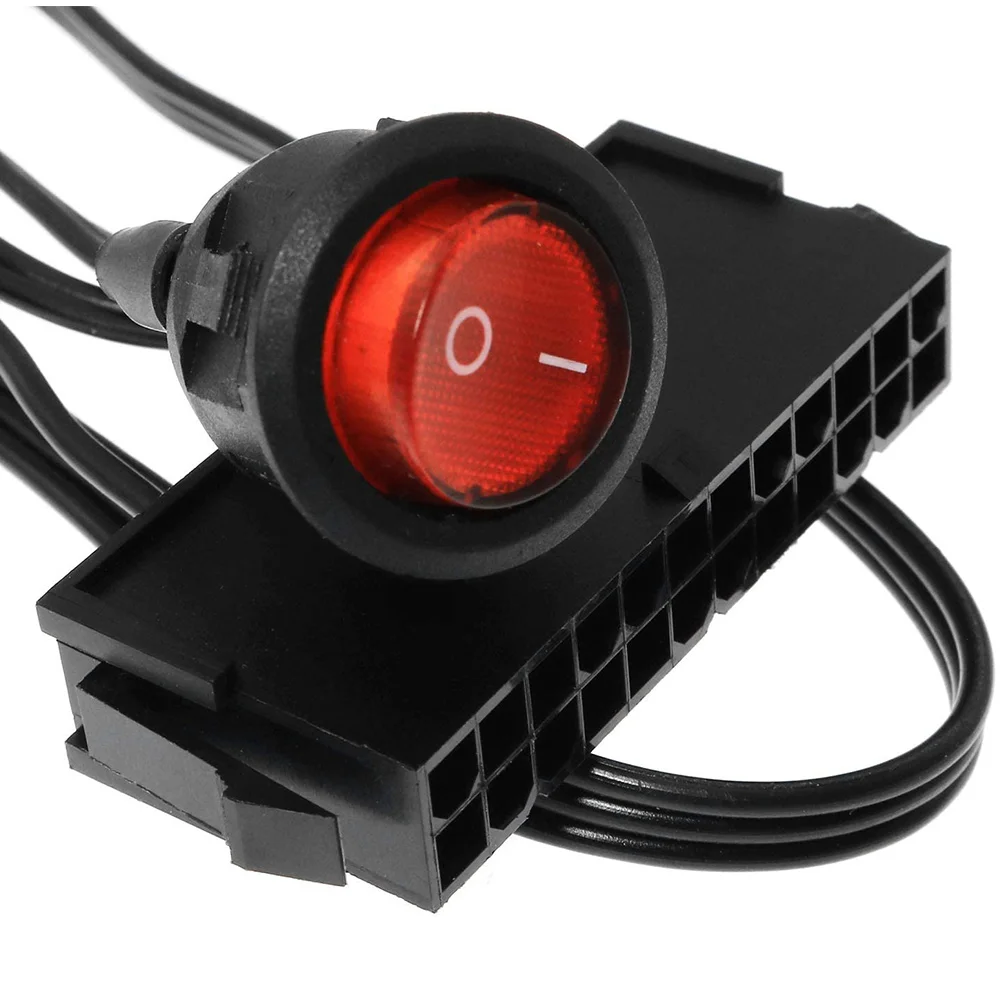 B47C 2PCS 50cm Cavo di Rame Filo di Stagno 24 Pin Femmina ATX PSU PC Alimentatore Starter Tester Avvio Ponticello con Interruttore ON/OFF