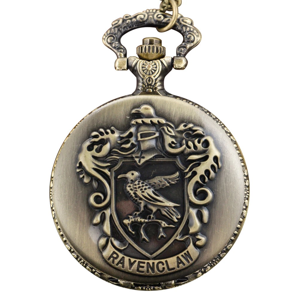 كلية ماجيك قلادة برونزية الوقت كوارتز ساعة الجيب قلادة ساعة العدالة ماجيك أوندد الطيور النبيلة شارة الرجال النساء على مدار الساعة هدية