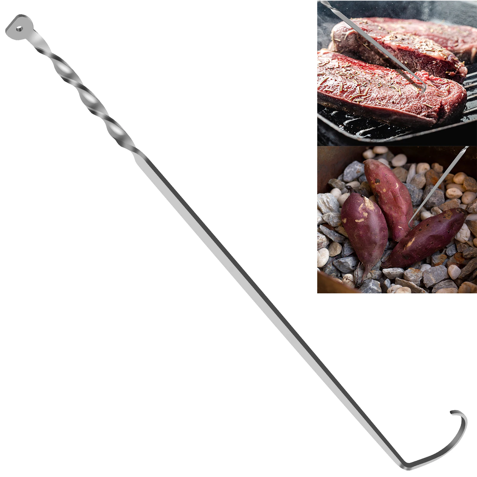 BBQ Lebensmittel Flipper Edelstahl Fleisch Flipper Haken BBQ Turner Haken Zopf Lebensmittel Flipper Tragbare Kochen Grillen Zubehör