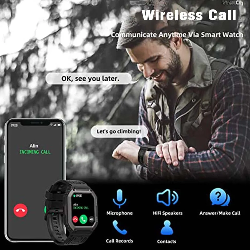 Senbono Smart Watch Mannen Grote Batterij Muziek Spelen Fitness Tracker Bluetooth Bel Sport Smartwatch Mannen Voor Ios Android