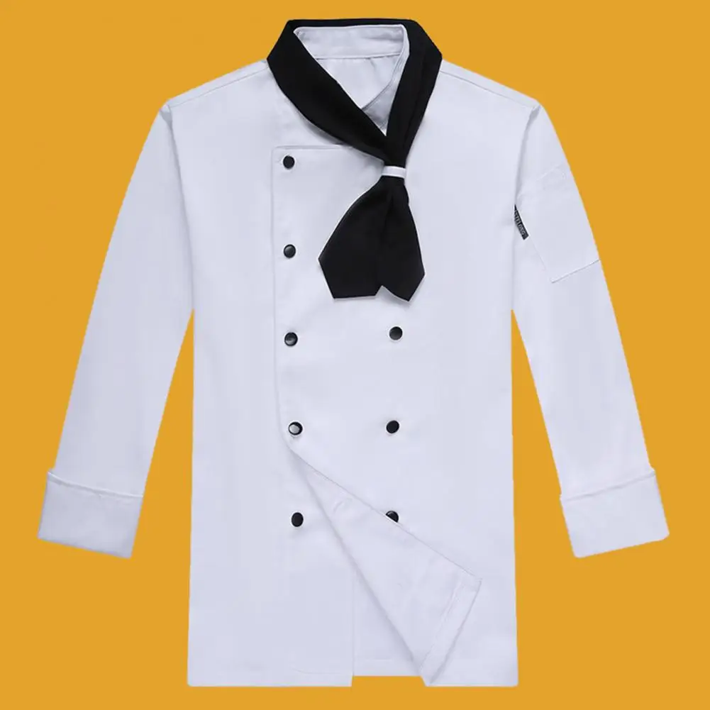 Unisex Kitchen Chef Jackets Restaurant Waiter Uniform Shirt Bakery Double Breasted Work Clothes Long Sleeves Send Bow Tie