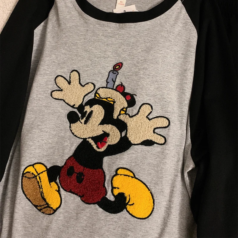 Cartoon Disney pajamas autumn pure cotton long-sleeved new casual two-piece set women\'s pajamas loose Mickey Mouse loungewear