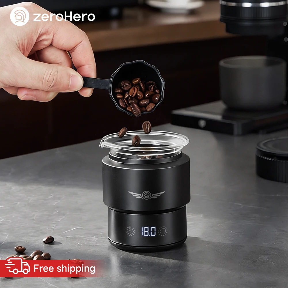 zeroHero Dosing Scale 0.1g High Precision 58mm Glass Cup Aluminum Body for Espresso Portafilter Home Baristas Brewing Kits X Pro