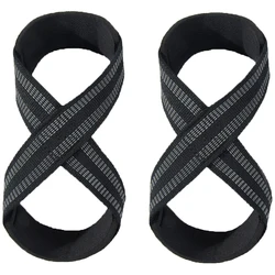 Anti Slip Silicone Rubber Figure 8 Word Padded Weightlifting Belts Cotton Deadlift Powerlifting Straps Pull-ups Bands