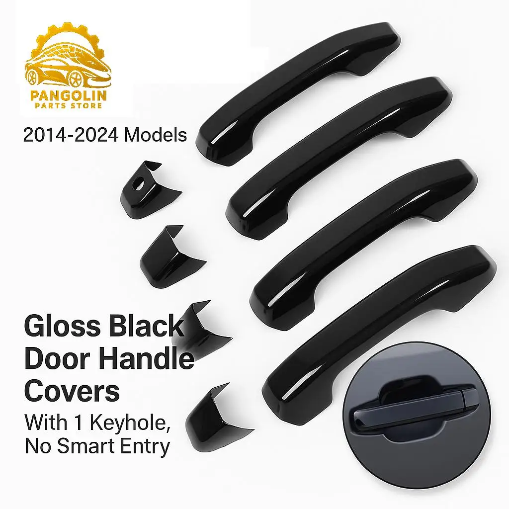 

4PCS Black Door Handle Covers Fit Chevy Silverado Sierra 2014-2024 No Smart Keyhole Durable Trim Exterior Accessories Kit