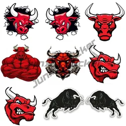 Vinyl Decal Car Sticker Angry Bulls with Circle Waterproof Auto Decors Without Background Car Stickers