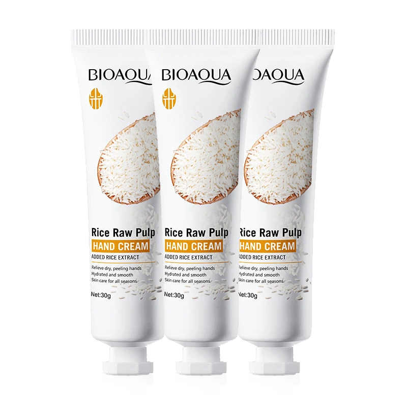 1/2/3/5 Uds BIOAQUA crema de manos de arroz blanco crema hidratante para manos nutritiva brillo hidratante manos cremas para el cuidado de la piel productos