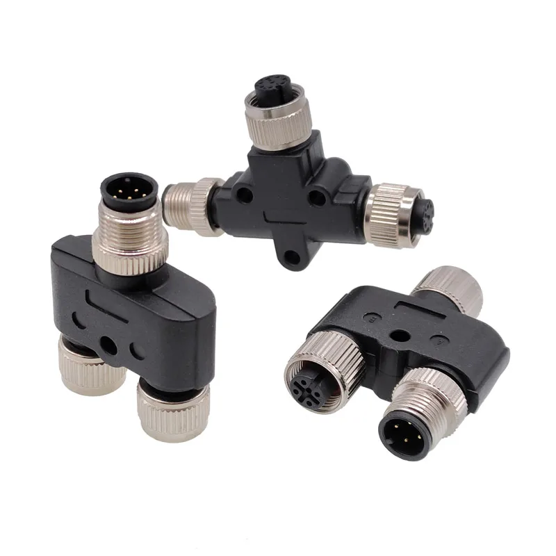 M12 Sensor Connector Male Female Plug Y Shaped Conversion Plug 4 5 8 pin Waterproof Connectors