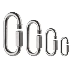 304 Stainless Steel Oval Locking Carabiner Clip, Quick Links, Rope Connector for Trailer, Swing, Hammocks, Cable, Camping