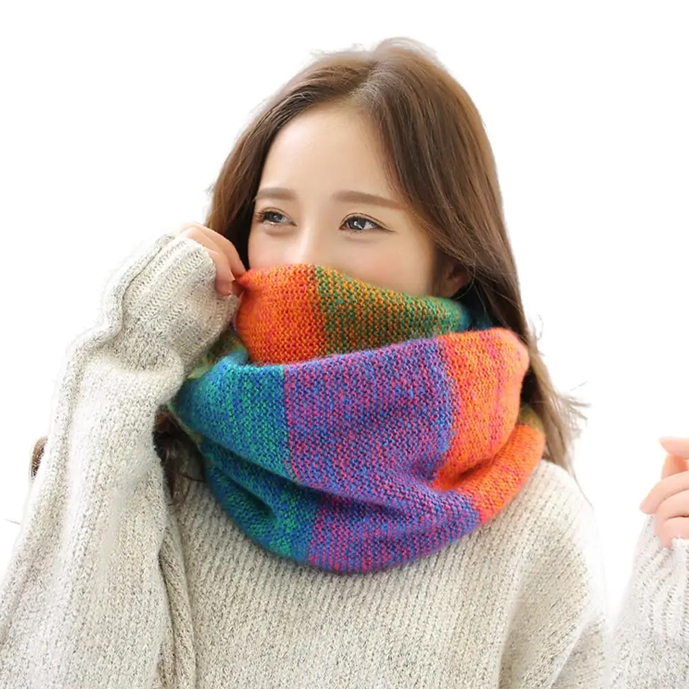 

2023 New Colorful Neck Bib Scarves Women Autumn and Winter Woolen Scarf Female Warm Wraps Lady Thicken Fashion Knitted Shawls